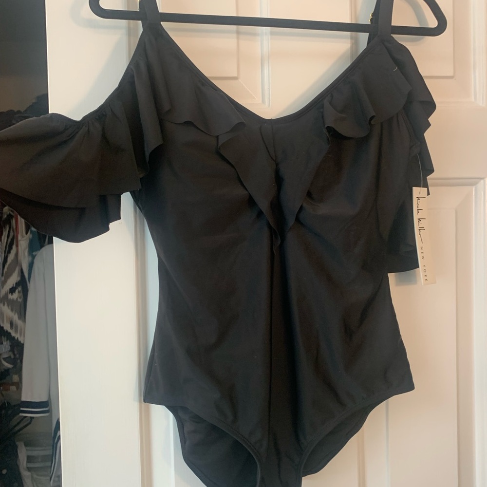 Nicole Miller black one piece bathing suit. NWT